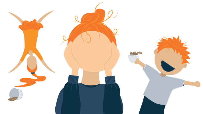 Kids Drinking Beverages with Caffeine Mom Terrified Illustration