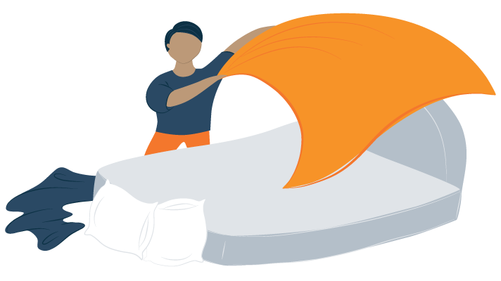 Illustration of a Person changing their sheets