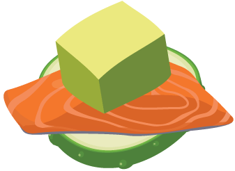 Salmon avocado cucumber bites Illustration