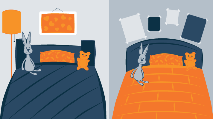 Same Toys in Two Bedrooms Illustration