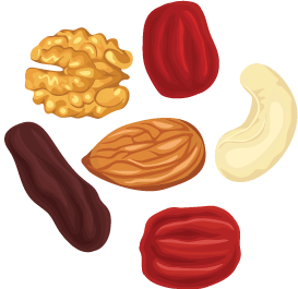Tart chery walnut trail mix Illustration