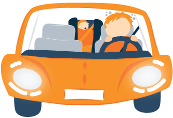 Tired Parent Driving a Car and the Baby Sleeping Loudly on the Back Seat Illustration
