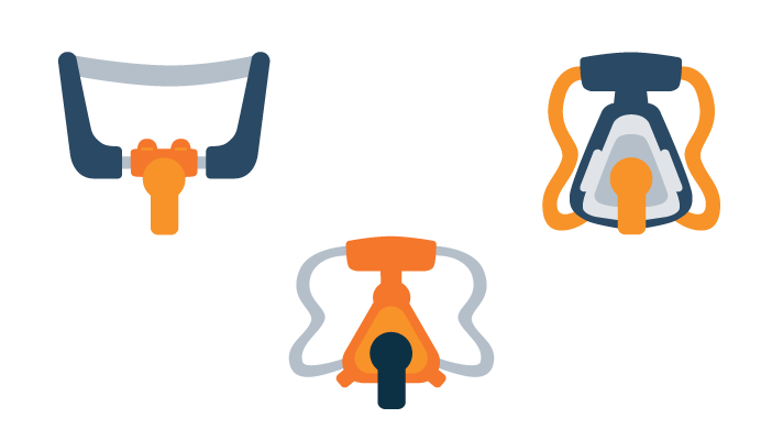 illustration of CPAP mask types illustration of CPAP mask types