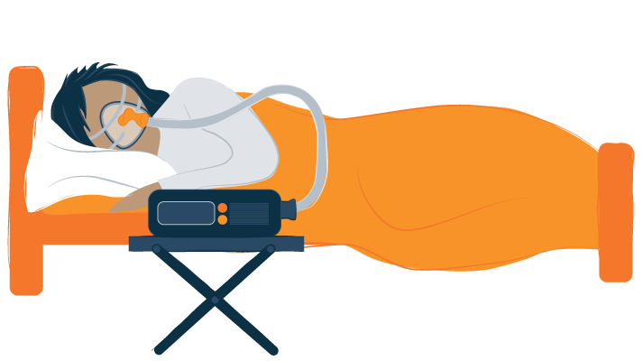 illustration of a woman sleeping with CPAP mask on