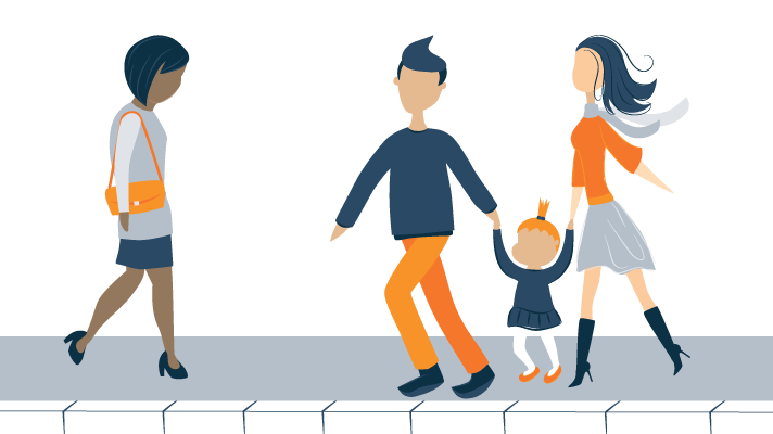 sad woman walks by young couple