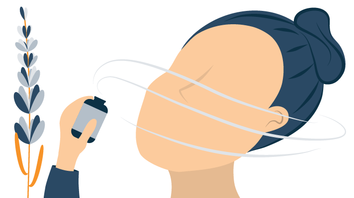 A Woman Smelling Lavender Aroma Illustration