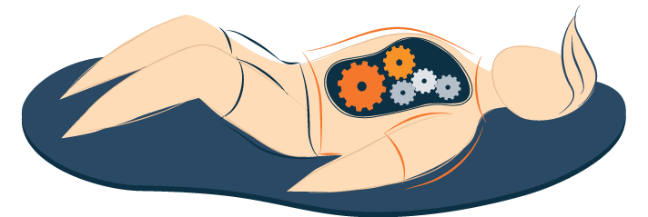 Illustration of Moving Gaers in Woman's Body