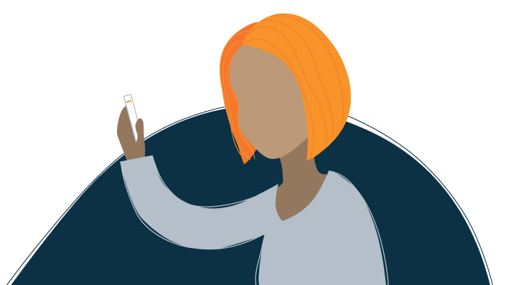 Illustration of Tired Woman Holding Negative Pregnancy Test