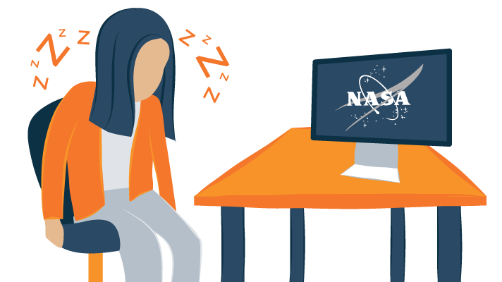 NASA scientist sleeping at work