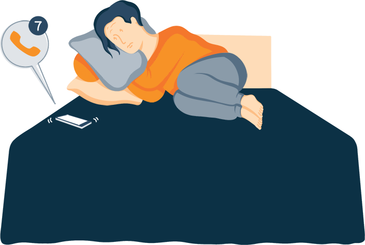 Sad Woman Laying in Bed Illustration