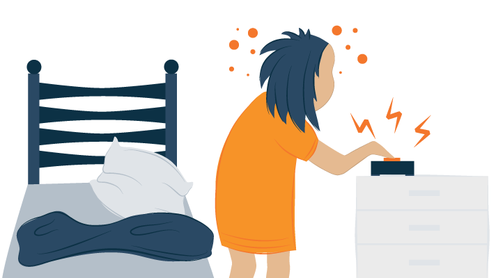 Tired person turning off the alarm Tired person turning off the alarm