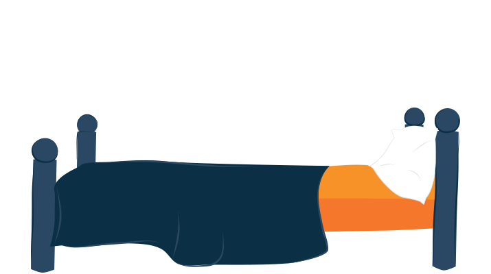 animated image of caregiver helping old person to lay down in bed