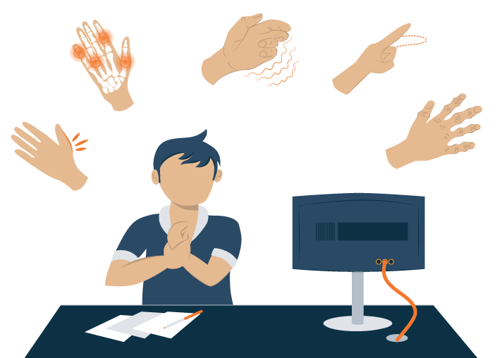 illustration of a man with arthritis pain in hand illustration of a man with arthritis pain in hand