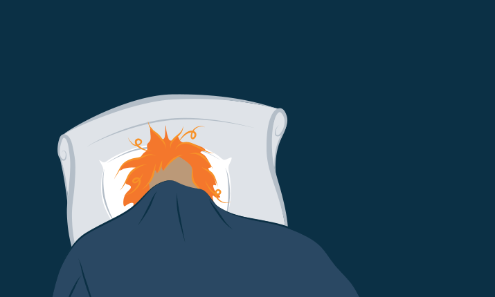 Animated image of person who can’t sleep because of racing thoughts