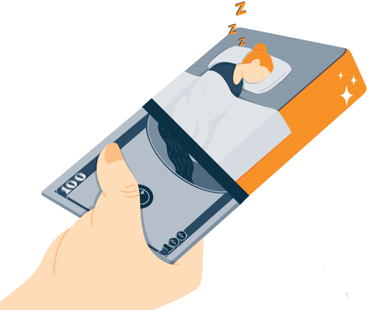 Illustration of Giving Money for Mattress Illustration of Giving Money for Mattress