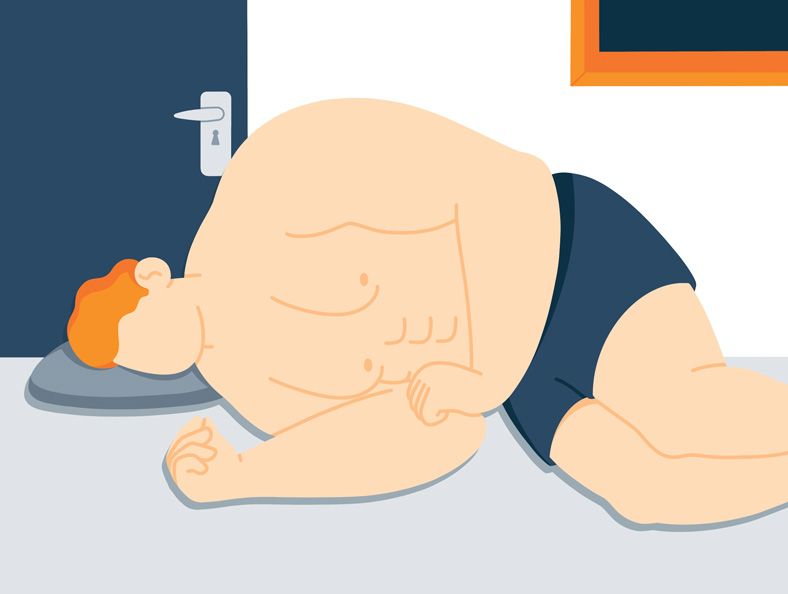 illustration of a heavier individual that is sleeping