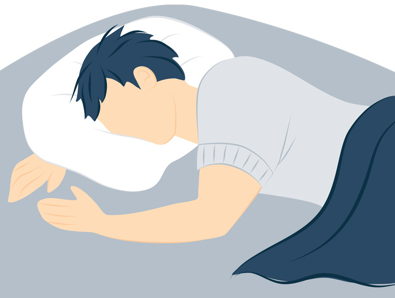 illustration of a man feeling cozy - sleeping with a pillow lightly covered with a blanket illustration of a man feeling cozy and sleeping with a pillow lightly covered with a blanket