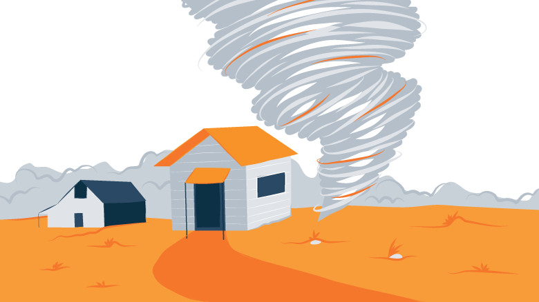 illustration of tornado heading towards the house