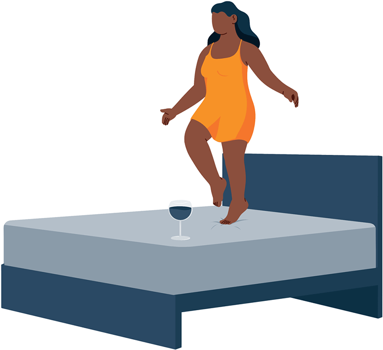 Animated Image of a Woman Testing Motion Isolation of a Mattress