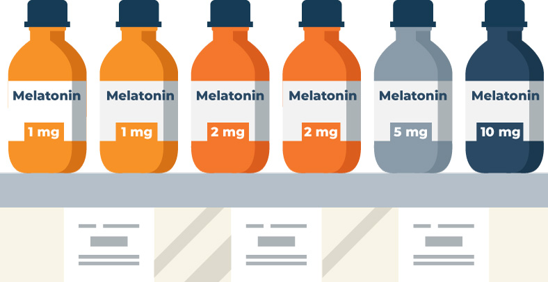 Different Bottles of Melatonin on the Shelf
