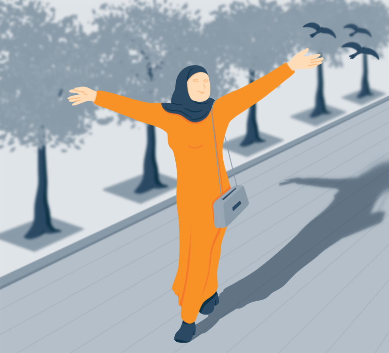 Illustration of a Lady Enjoying in a Sunny Day Illustration of a Lady Enjoying in a Sunny Day