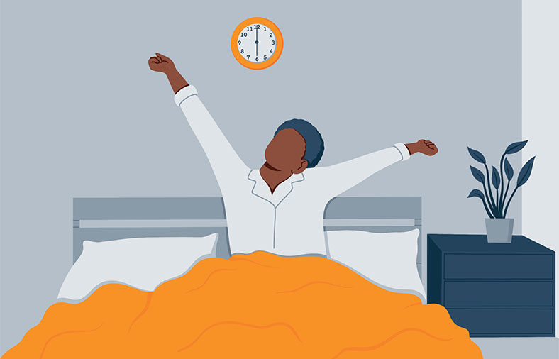 Illustration of a Person Waking up Without an Alarm Clock