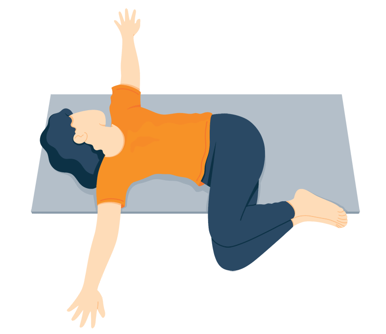 Illustration of a Person in a Supta Jathara Parivartanasana Pose
