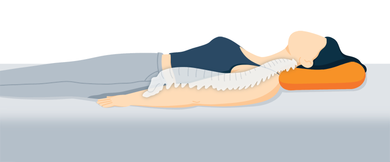 Illustration of a Spine Alignment when Person Sleeps on Their Back