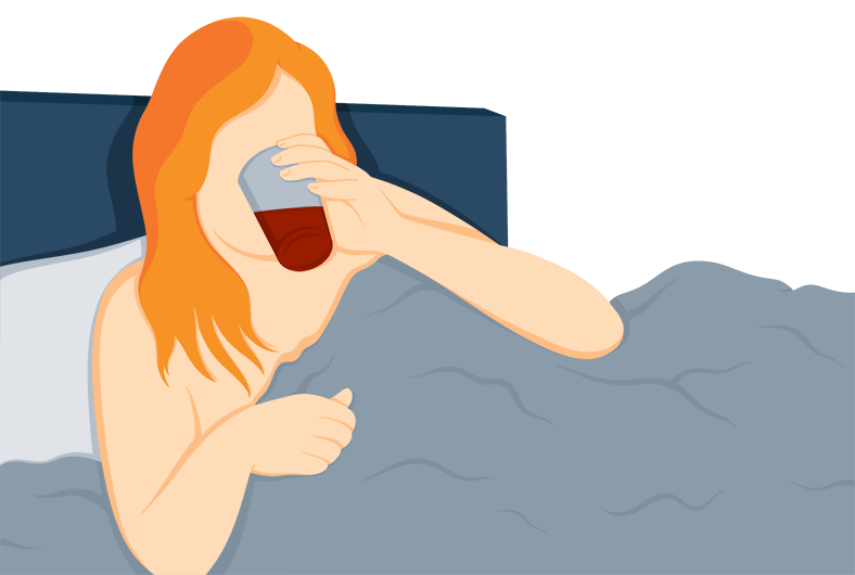 Illustration of a Woman Drinking Tart Cherry Juice Before Going to Sleep Illustration of a Woman Drinking Tart Cherry Juice Before Going to Sleep