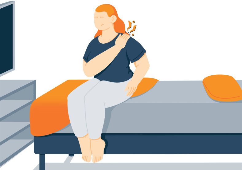 Illustration of a Woman Suffering from Shoulder Pain Illustration of a Woman Suffering from Shoulder Pain