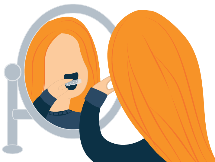 illustration of a person putting mouth guard before sleep illustration of a person putting mouth guard before sleep