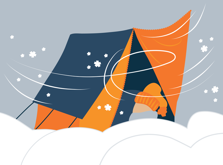 Illustration-of-a-person-freezing-outside-in-the-tent Illustration of a person freezing outside in the tent