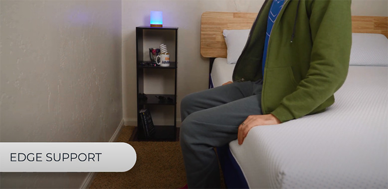 Testing edge support on AmeriSleep Hybrid AS3 bed