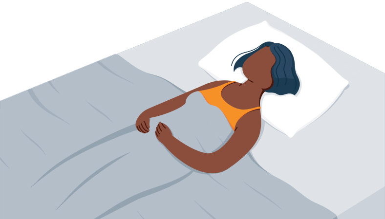 Woman sleeping on her back illustration