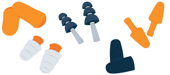different types of earplugs illustration