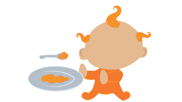 illustration of a baby refusing to eat