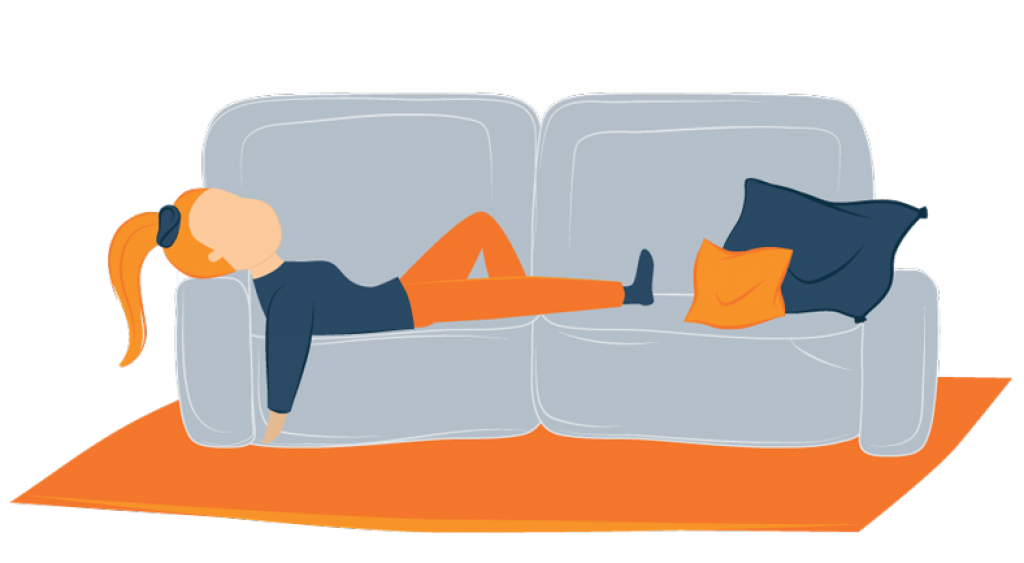 woman relaxing on convertible sofa bed