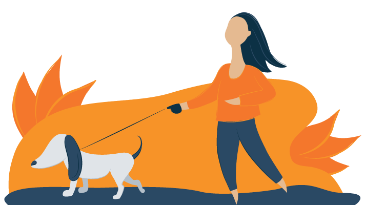 Illustration of a Girl Taking a Dog for a Walk Illustration of a Girl Taking a Dog for a Walk