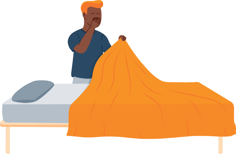 Illustration of a Man Yawning and Going to Sleep Illustration of a Man Yawning and Going to Sleep
