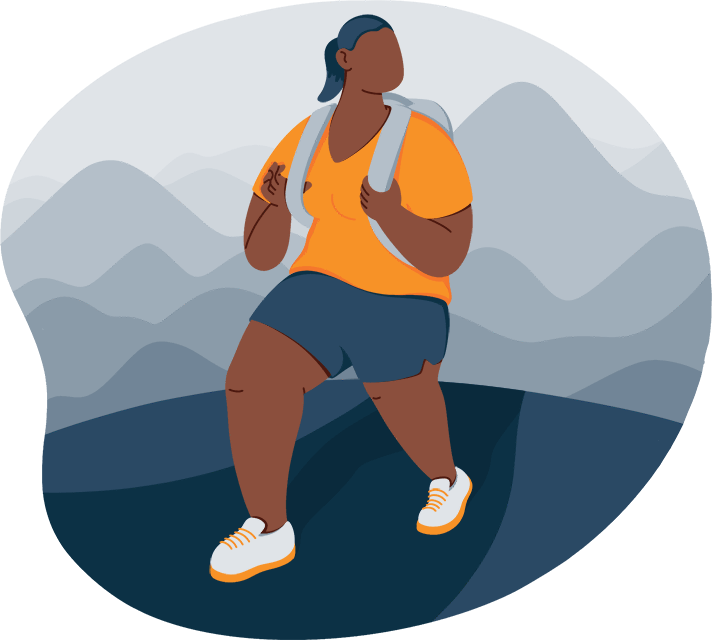 Illustration of a Woman Hiking