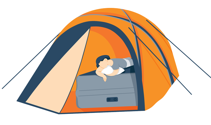 The Best Air Mattress Reviews – Expert Tested, Complete Buyer's Guide 9 illustration of a person sleeping on air mattress while camping