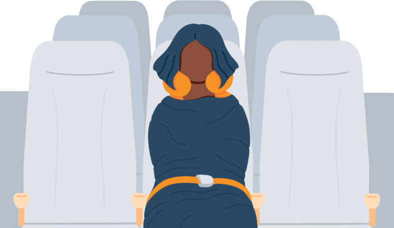 Illustration of a Lady Sitting on a Plane with a Travel Pillow around Her Neck Illustration of a Lady Sitting on a Plane with a Travel Pillow around Her Neck