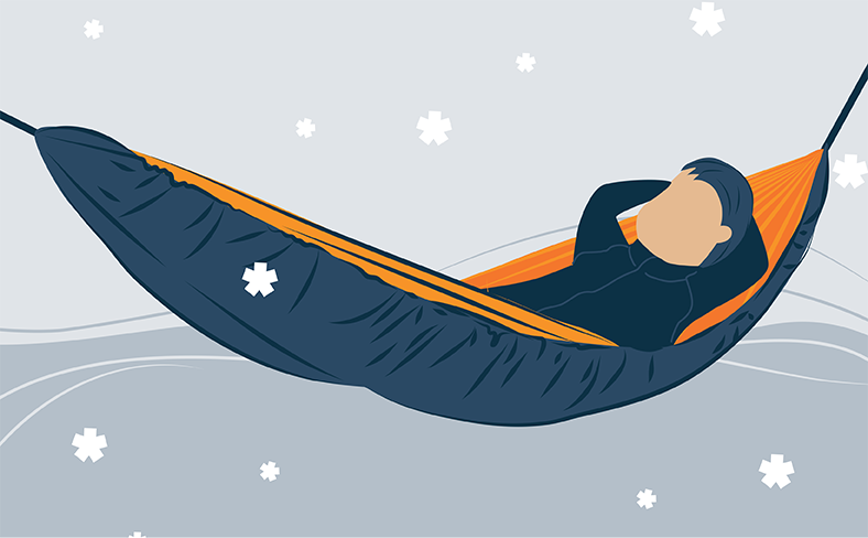 illustration of a men in enjoying in a winter hammock illustration of a men in enjoying in a winter hammock