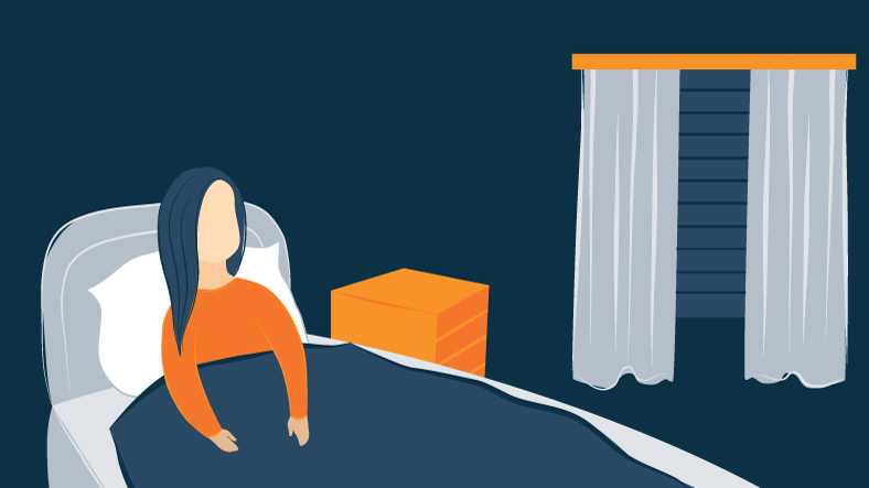 illustration of a woman using blackout curtains to fall asleep easier illustration of a woman using blackout curtains to fall asleep easier