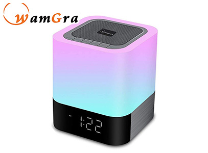 product image of WamGra Night light Bluetooth Speaker, Alarm Clock Bluetooth Speaker Touch Control Color Changing Bedside Lamp 