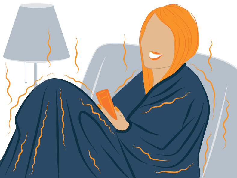 Illlustration of a Woman Covered with Electric Blanket