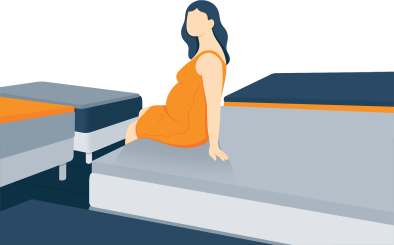 Illustration of a Lady Trying Mattress Toppers in a Mattress Store Illustration of a Lady Trying Mattress Toppers in a Mattress Store