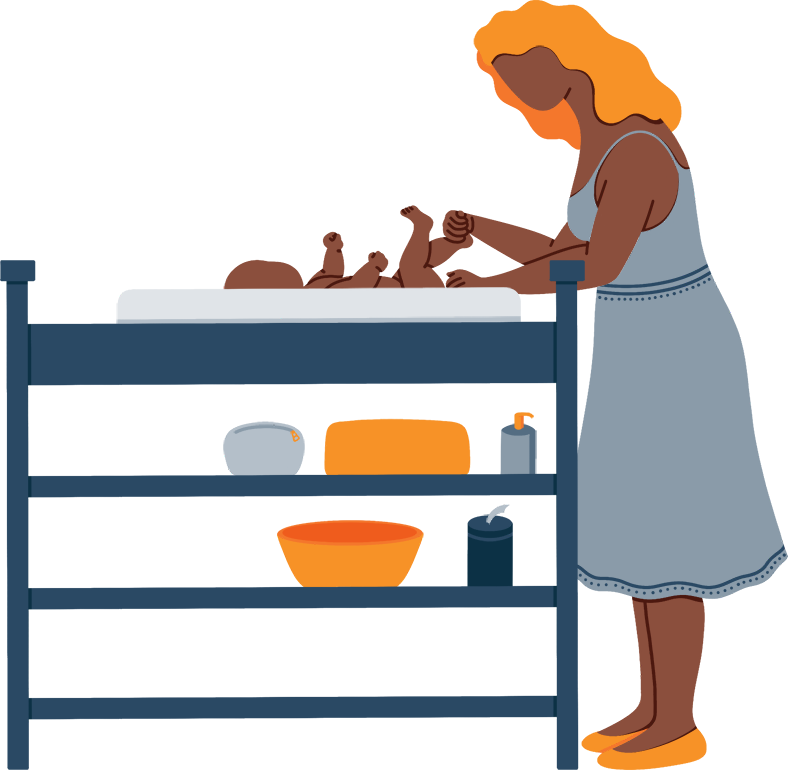 Illustration of a Mother Changing Her Baby's Diapers Illustration of a Mother Changing Her Baby's Diapers