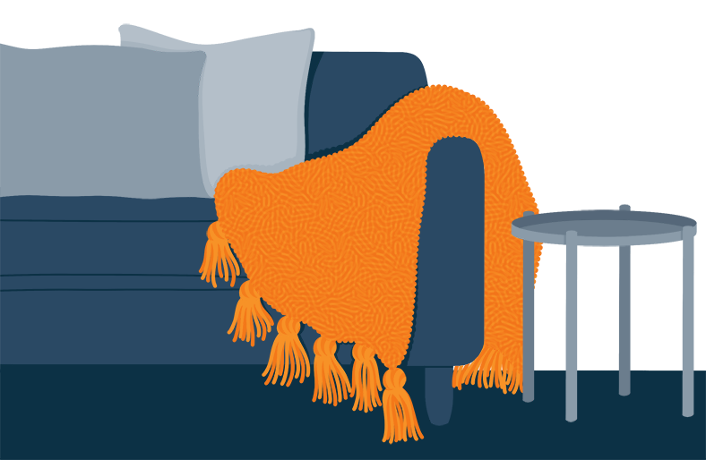 Illustration of a Throw Blanket Over the Couch