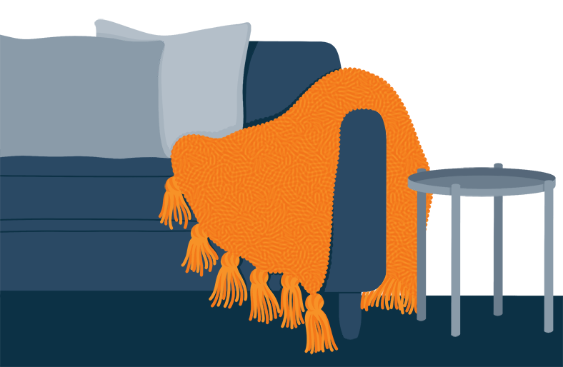 Illustration of a Throw Blanket Over the Couch Illustration of a Throw Blanket Over the Couch